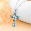 wholesale  Sterling Silver Turquoise Cross Necklace with Birth Flower Pendant -0-35