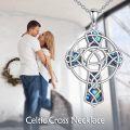 wholesale 925 Sterling Silver Celtic Knot Abalone Shell Inlay Cross Pendant Necklace-0-5