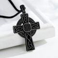 wholesale 925 Sterling Silver Black Onyx Celtic Knot Cross Pendant Necklace  Norse Viking Jewelry for Men Women-0-1