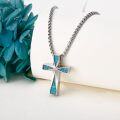 wholesale 925 Sterling Silver Turquoise Cross Cremation Urn Pendant Necklace  for Ashes Memory Keepsake s for Women and Men-0-2