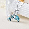 wholesale 925 Sterling Silver Blue Crystal Dolphin Necklace with I Love You Pendant - Mother's Day Gifts for Women and Girls-0-4