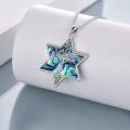 wholesale 925 Sterling Silver Abalone Shell Tree of Life Necklace w/Moon & Star Pendants-0-2