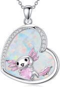 wholesale Koala/unicorn/mermaid/axolotl Necklace For Women Opal Necklace Heart Pendant Animal Jewelry Christmas Gift For Women Animal Lovers -0-0