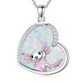 TOUPOP 14K Gold Opal Koala Unicorn Mermaid Axolotl Heart Pendant Necklace-0-0