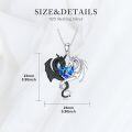 wholesale 925 Sterling Silver Blue Fire Opal Heart Dragon Pendant Necklace s for Women and Girls-0-3