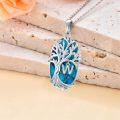 TOUPOP Sterling Silver Turquoise Family Tree Initial Pendant Necklace-0-2