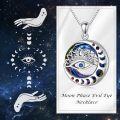 wholesale 925 Sterling Silver Evil Eye Star of David Pendant with Rainbow Crystal and Moon Phase Design Chain Necklace for Women Girls  45cm Length-0-2