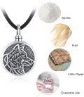 wholesale 925 Sterling Silver Round Wolf Head Design Cremation Urn Necklace with Funnel and Fill Tool - Pet Memorial Jewelry for Dogs Cats Guardians' Keepsakes-0-6