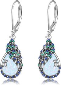 wholesale  Sterling Silver Moonstone Black Onyx Turquoise Opal Peacock Earrings -Opal