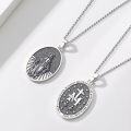wholesale 925 Sterling Silver Catholic Medal Necklace with Saint Michael and Virgin Mary Pendants for Men & Women-0-1