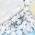 wholesale 925 Sterling Silver Starfish Turquoise Inlay Hook Earring Set for Women Beach Style Jewelry 4cm Long-0-1