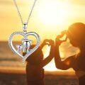 wholesale 925 Sterling Silver Elephant Family in Heart Pendant Necklace for Women-0-3
