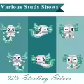 wholesale 925 Sterling Silver Green Fish Stud Earrings Wholesale Minimalist Sea Life Gifts for Women Girls-0-3