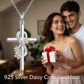 wholesale 925 Sterling Silver Floral Cross Pendant with Cubic Zirconia and Chain for Women-0-1
