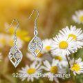 wholesale 925 Sterling Silver Sunflower and Daisy Drop Earrings with Yellow Stones-0-5