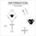 wholesale 925 Sterling Silver Heart Cross Pendant Layered Chain Necklaces Gifts for Women-0-4