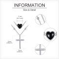 wholesale 925 Sterling Silver Heart Cross Pendant Layered Chain Necklaces Gifts for Women-0-4
