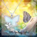 wholesale 925 Sterling Silver White Opal Butterfly Pendant Necklace Minimalist Charm s for Her-0-4