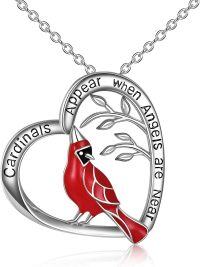 wholesale 925 Sterling Silver Red Enamel Cardinal Heart Pendant Necklace - Angel Sympathy Jewelry for Women-Heart Red Cardinal