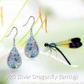wholesale 925 Sterling Silver Teardrop Abalone Shell Dragonfly Tree of Life Dangle Earrings for Women-0-1