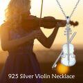 wholesale 925 Sterling Silver Opal Violin Bow Pendant Necklace for Women-0-5