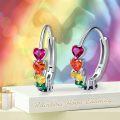 wholesale 925 Sterling Silver Multi-Color Heart-Shaped Rainbow Stone Huggie Hoop Earrings for Women-0-5