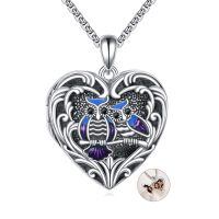 wholesale 925 Sterling Silver Owl Photo Locket Pendant Necklaces Gifts for Women-Owl