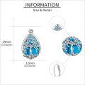 wholesale 925 Sterling Silver Blue Turquoise & Black Tourmaline Tree Of Life Drop Earrings-0-3