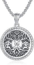 wholesale 925 Sterling Silver Tree of Life Deer Pendant Necklace Norse Viking s for Men Women-0-0