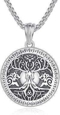 wholesale 925 Sterling Silver Tree of Life Deer Pendant Necklace Norse Viking s for Men Women-D