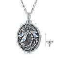 wholesale 925 Sterling Silver Oval Hummingbird & Blue Crystal Memorial Keepsake Urn Locket with Funnel and Fill Kit - Cremation Jewelry for Ashes Holder Pendant Necklace-0-0
