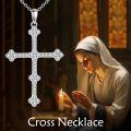 wholesale 925 Sterling Silver Cubic Zirconia-Cut Cross Pendant Necklace for Women and Men-0-1