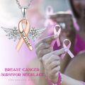 wholesale 925 Sterling Silver Pink Ribbon Angel Wings Survivor Pendant Necklace Breast Cancer Awareness Jewelry-0-5