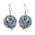 TOUPOP Sterling Silver Abalone/Black Agate Phoenix Dangle Earrings-0-0