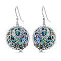 TOUPOP Sterling Silver Abalone/Black Agate Phoenix Dangle Earrings-0-0