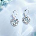 wholesale 925 Sterling Silver Blue Turquoise Filigree Heart Drop Earrings-0-3