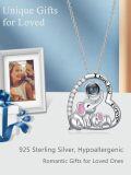 wholesale 925 Sterling Silver Elephant and Panda Heart Necklace I love you projection pendant-0-1