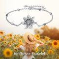 wholesale 925 Sterling Silver Sunflower Charm Bracelet with Cardinal and Evil Eye Protection for Women-0-2