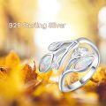 wholesale Sterling Silver Leaf Ring with Birthstone Adjustable Wrap Promise Engagement Wedding Rings for Women-0-11