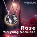 wholesale 925 Sterling Silver Yin Yang Rose Flower Matching Necklaces for Couples BFF Gifts-0-6