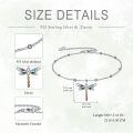 wholesale 925 Sterling Silver Rainbow Crystal Butterfly Pendant Ankle Bracelet for Women Girls  6-8 Adjustable Chain Length-0-4