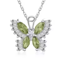wholesale 925 Sterling Silver Birthstone Butterfly Necklace for Women-08-Aug-Peridot Green