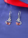 wholesale Metal Stone 4th of July Patriotic Dangle Earrings for Women-0-1