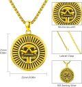 wholesale 925 Sterling Silver Plated  Gold  Aztec Sun Skull Pendant Necklace for Men Women Gifts-0-4