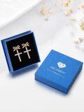 wholesale Rose Gold 925 Sterling Silver Bow and Cross Stud Earrings for Women - Faith  Ideas-0-5