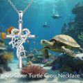 wholesale 925 Sterling Silver Cross Necklace with Abalone Shell Sea Turtles and Dolphin Pendants-0-1