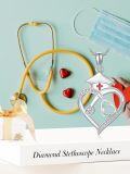 wholesale 925 Sterling Silver 925 with Cubic Zirconias Heart-Shaped Nurse Hat Pendant Necklace for Nurses and Doctors-0-2