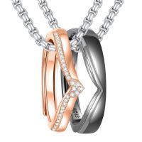 wholesale 925 Sterling Silver Love Arrow Cat Couples Heart Necklaces Gifts for Couples-Matching Couple Ring-2