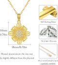 wholesale Gold 925 Sterling Silver 18K Gold Plated Cubic Zirconia Sunflower Pendant Necklace for Women-0-4