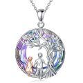 wholesale 925 Sterling Silver Tree Of Life Couple Pendant Necklace Purple Crystal Rose Gold-0-0
